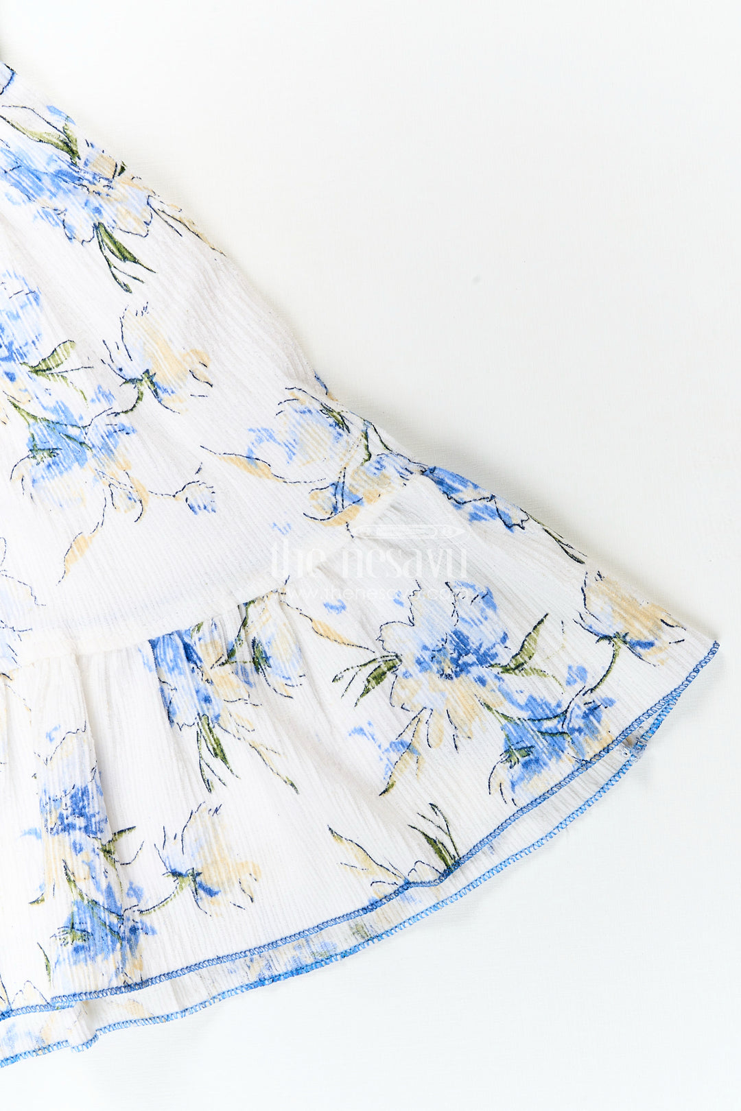 Baby girl cotton frock with blue floral print for summer outings