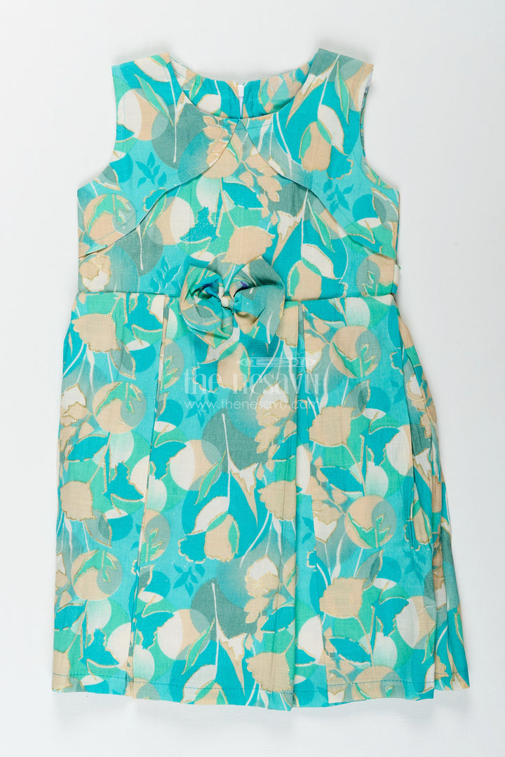 Girls cotton frock with floral digital print in sleeveless design