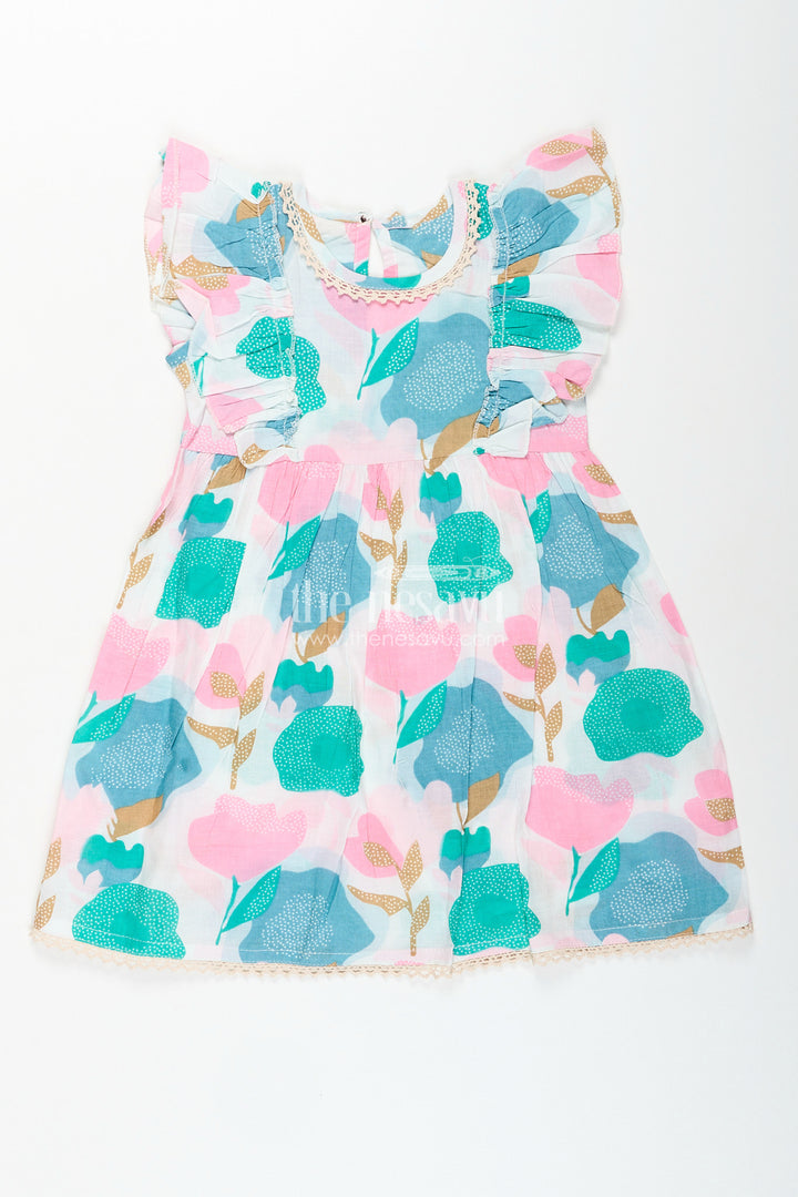 Girls cotton frock with abstract floral prints for daily wear