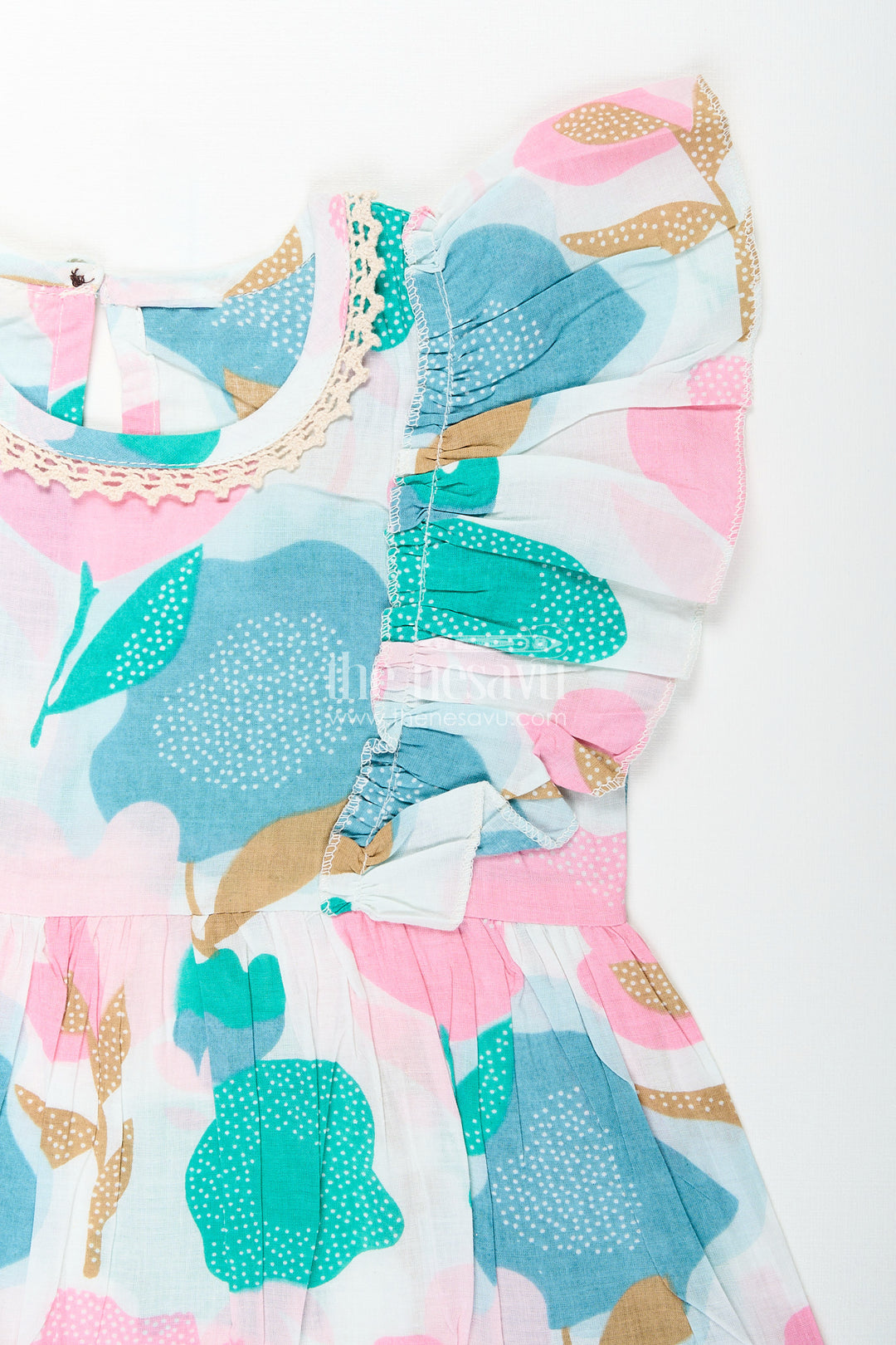 Girls cotton frock with abstract floral prints for daily wear