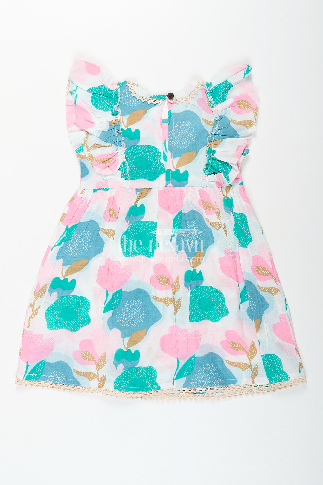 Girls cotton frock with abstract floral prints for daily wear
