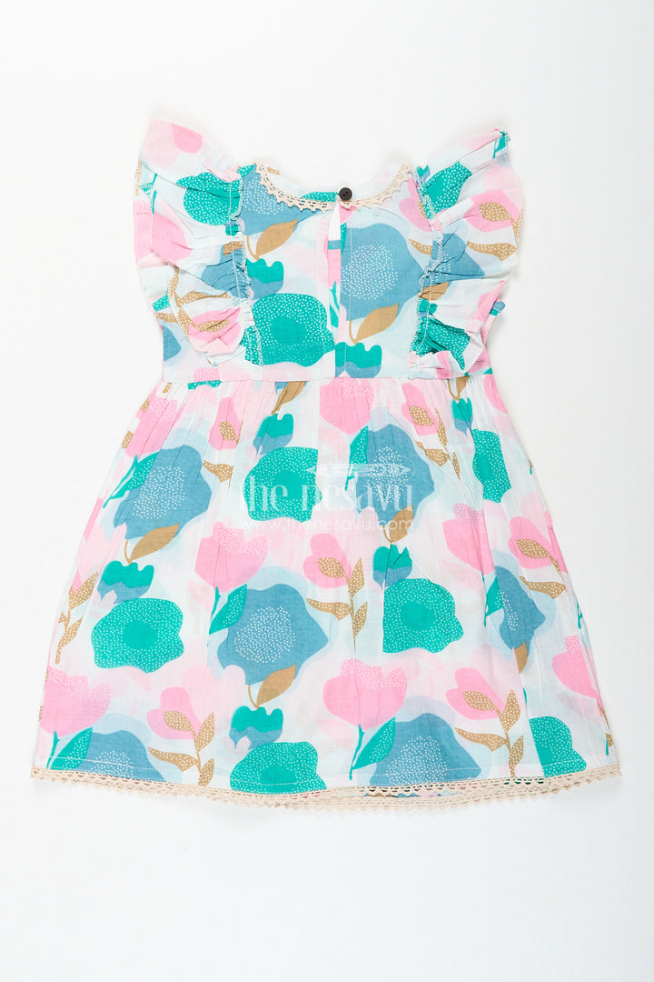 Girls cotton frock with abstract floral prints for daily wear