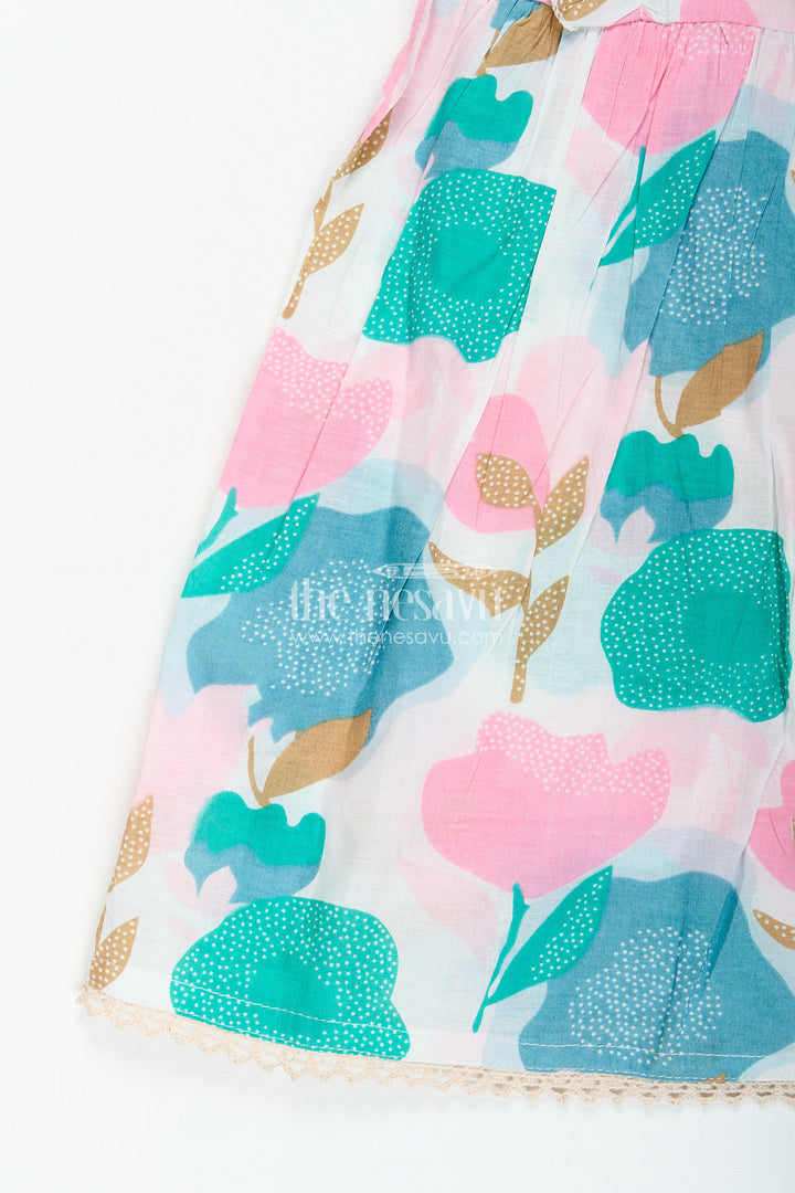 Girls cotton frock with abstract floral prints for daily wear