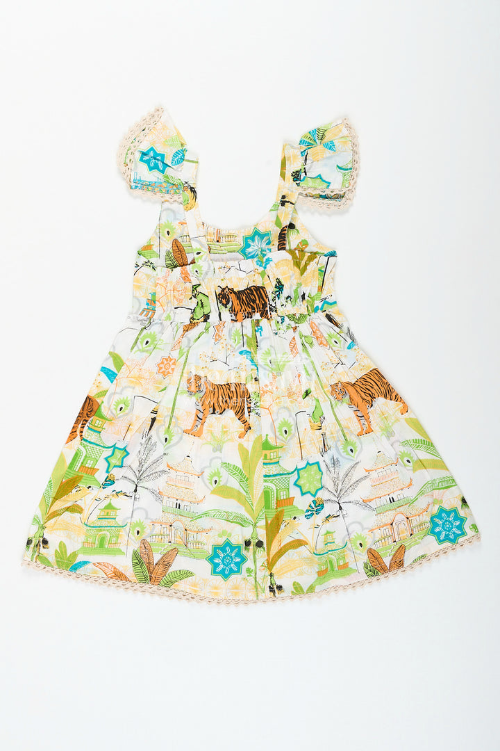 Baby girl frock with nature-inspired print for playful days