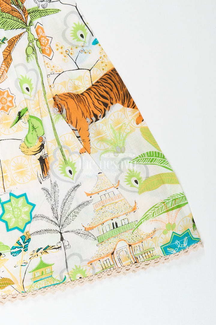 Baby girl frock with nature-inspired print for playful days