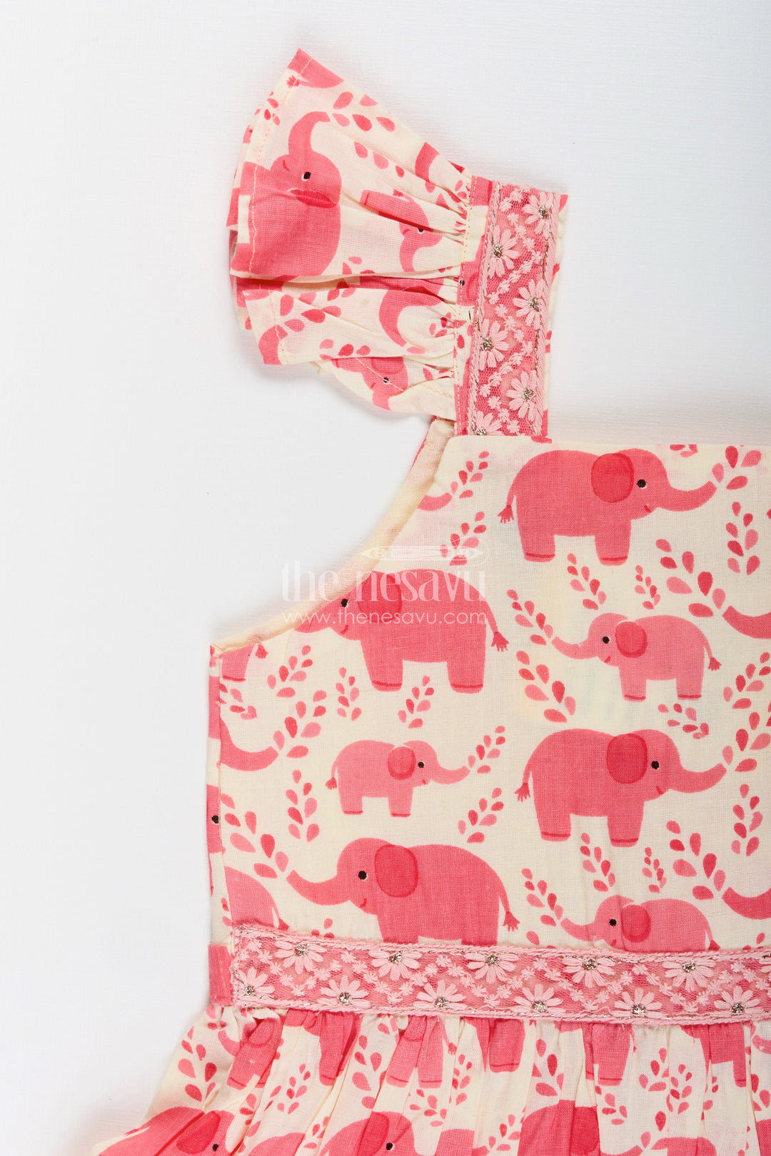Baby girl cotton frock with elephant print for everyday playtime