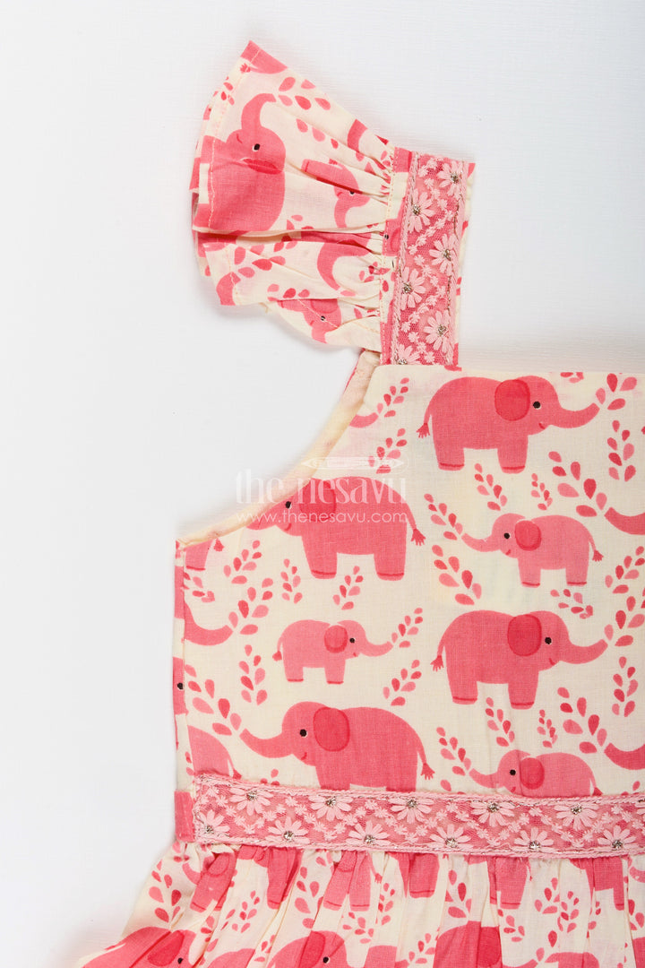 Baby girl cotton frock with elephant print for everyday playtime