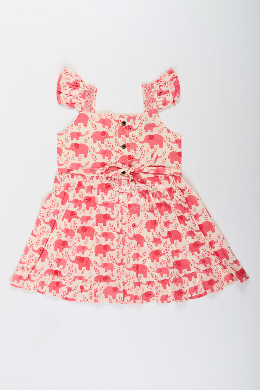 Baby girl cotton frock with elephant print for everyday playtime