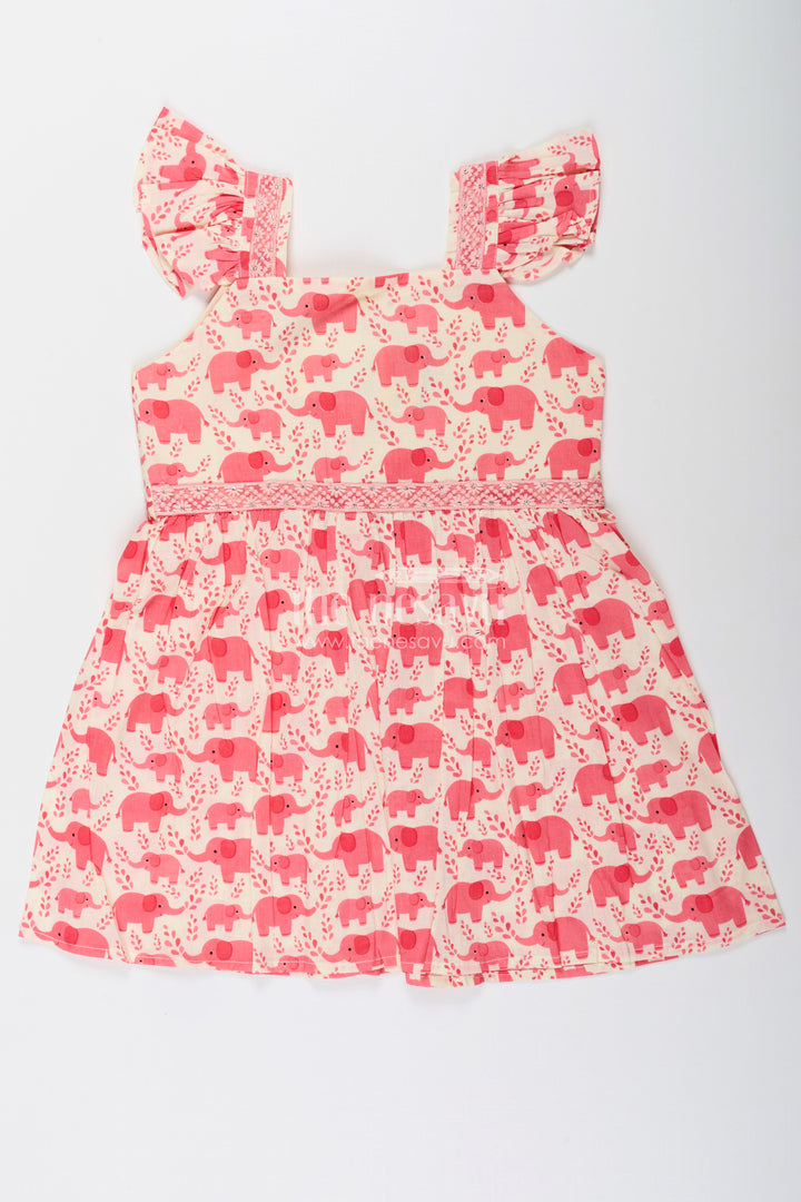 Baby girl cotton frock with elephant print for everyday playtime