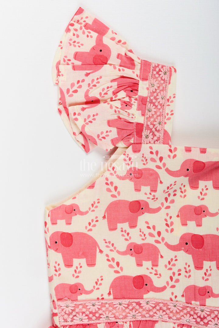 Baby girl cotton frock with elephant print for everyday playtime