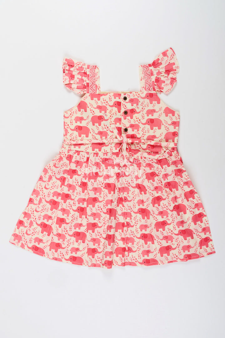 Baby girl cotton frock with elephant print for everyday playtime