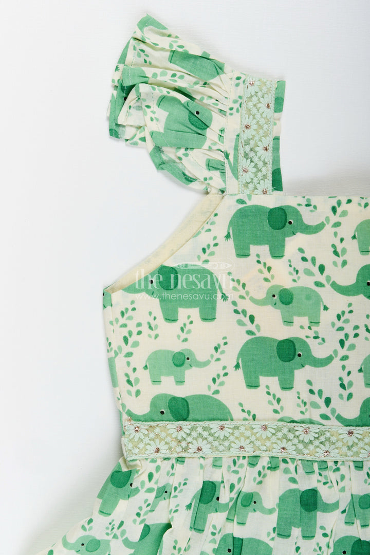 Toddler girl cotton frock with elephant print for everyday comfort