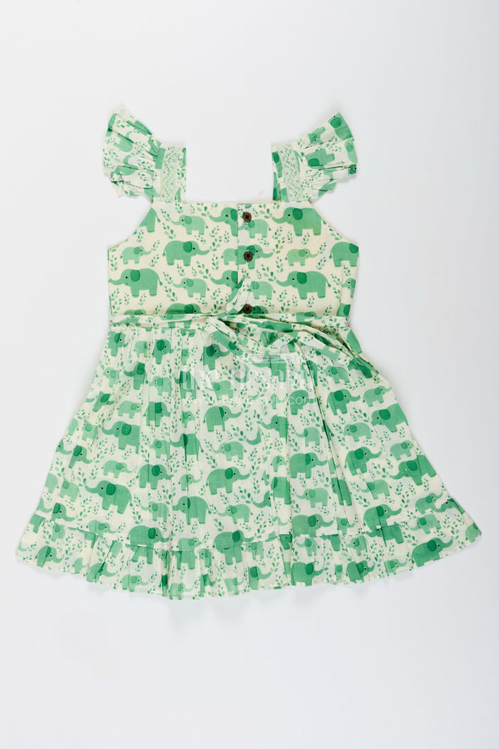 Toddler girl cotton frock with elephant print for everyday comfort