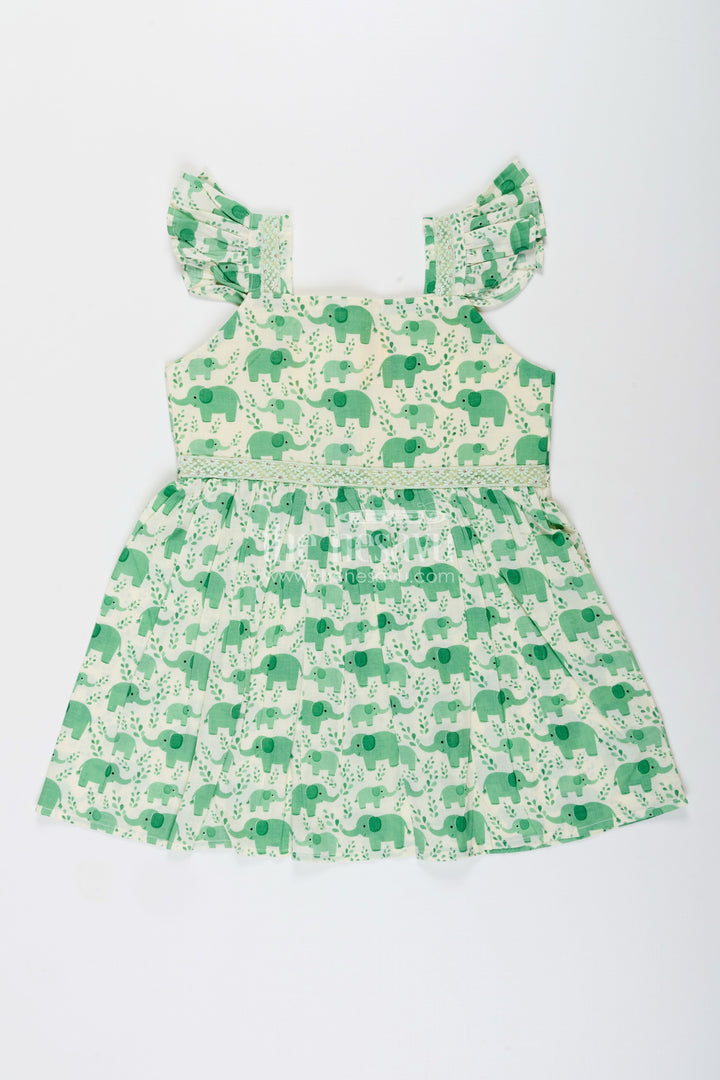 Toddler girl cotton frock with elephant print for everyday comfort