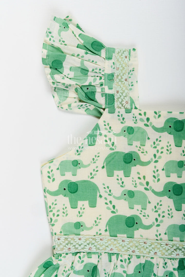 Toddler girl cotton frock with elephant print for everyday comfort