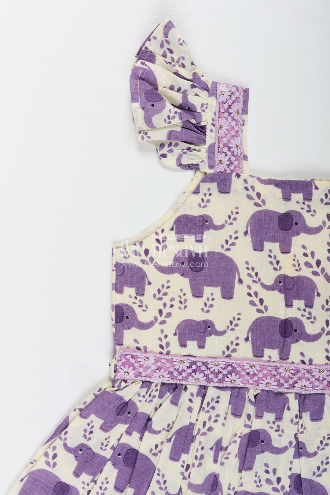 Cotton frock for toddler girls with elephant print