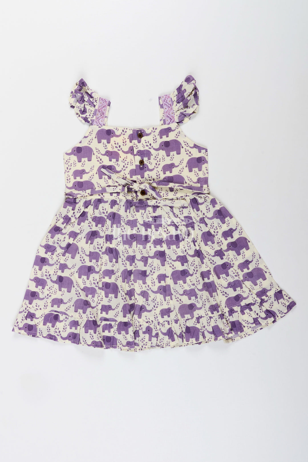 Cotton frock for toddler girls with elephant print