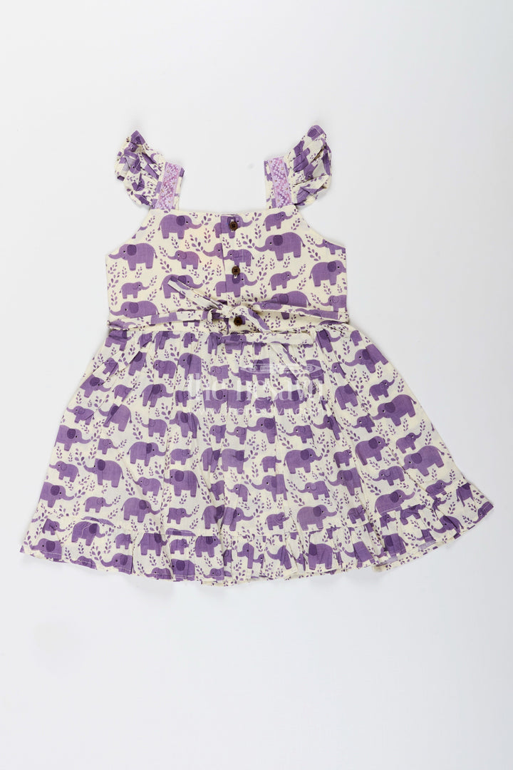 Cotton frock for toddler girls with elephant print