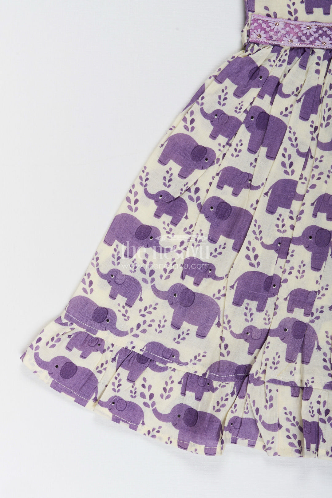 Cotton frock for toddler girls with elephant print
