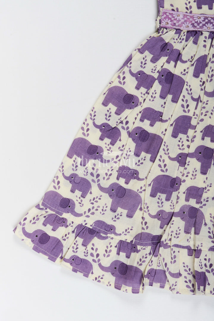 Cotton frock for toddler girls with elephant print