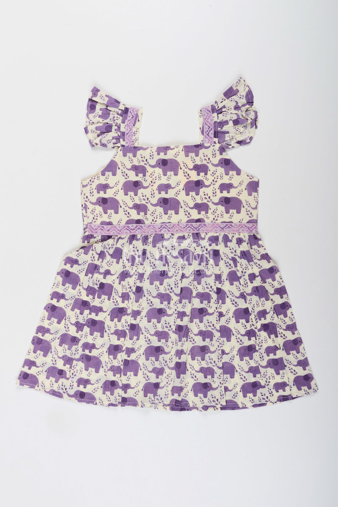 Cotton frock for toddler girls with elephant print