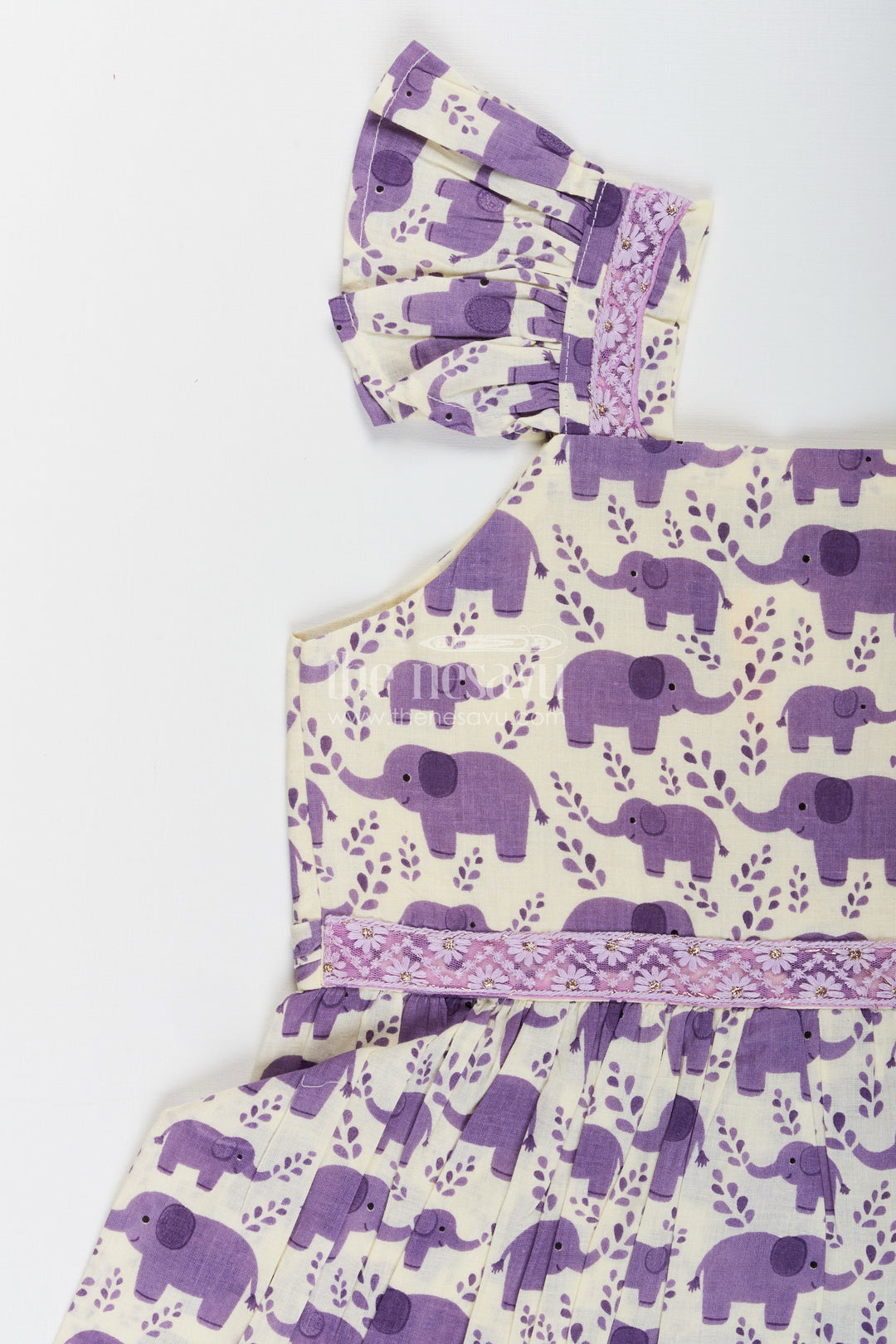 Cotton frock for toddler girls with elephant print