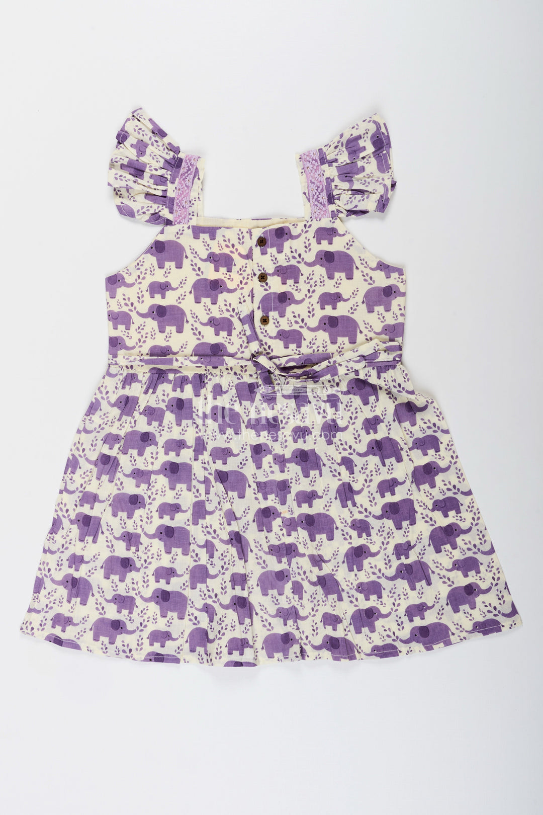 Cotton frock for toddler girls with elephant print