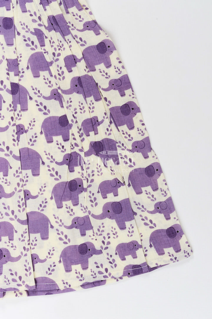 Cotton frock for toddler girls with elephant print