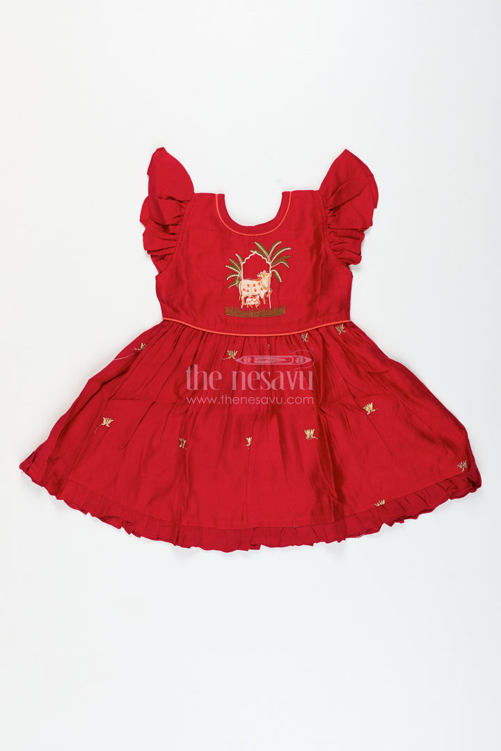 Baby girl embroidered cotton frock for weddings and festive ceremonies