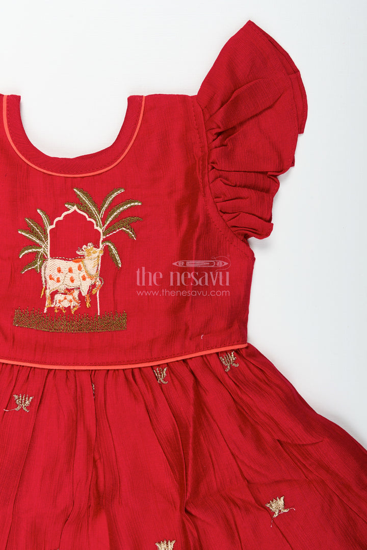 Baby girl embroidered cotton frock for weddings and festive ceremonies