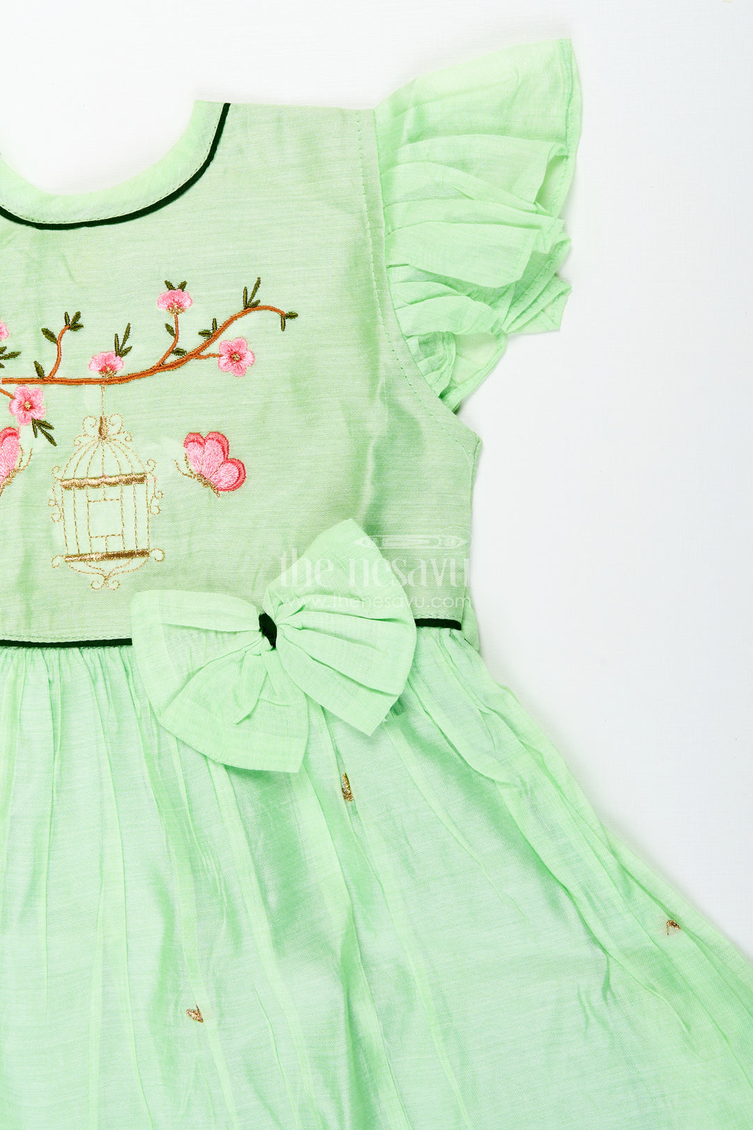 Toddler girl cotton frock with embroidery for poojas and ethnic days