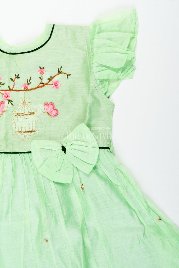 Toddler girl cotton frock with embroidery for poojas and ethnic days