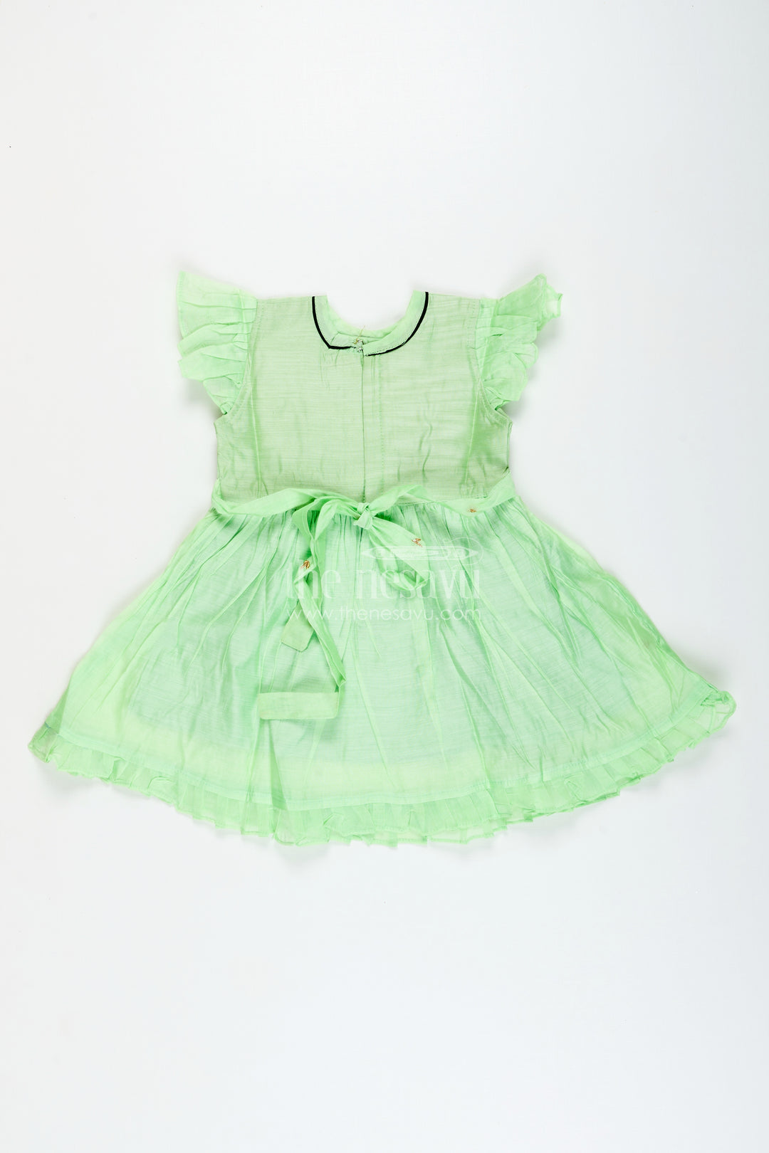 Toddler girl cotton frock with embroidery for poojas and ethnic days