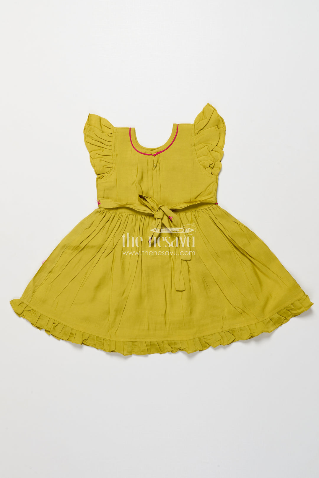 Chanderi cotton frock for girls with embroidery for birthday celebrations