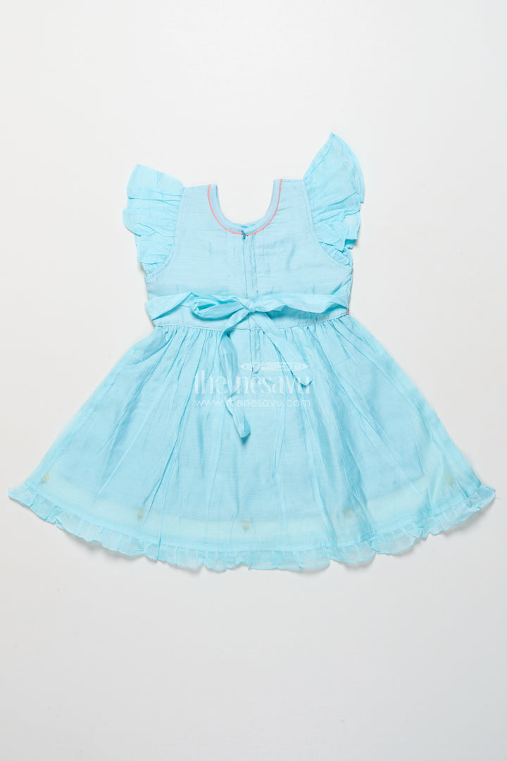 Fancy Chanderi cotton frock for girls with doll embroidery