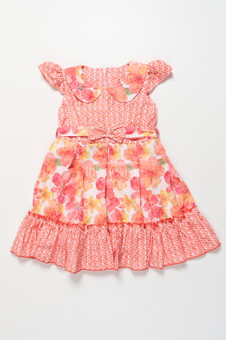 Girls floral cotton frock with layered ruffles  ideal for summer parties