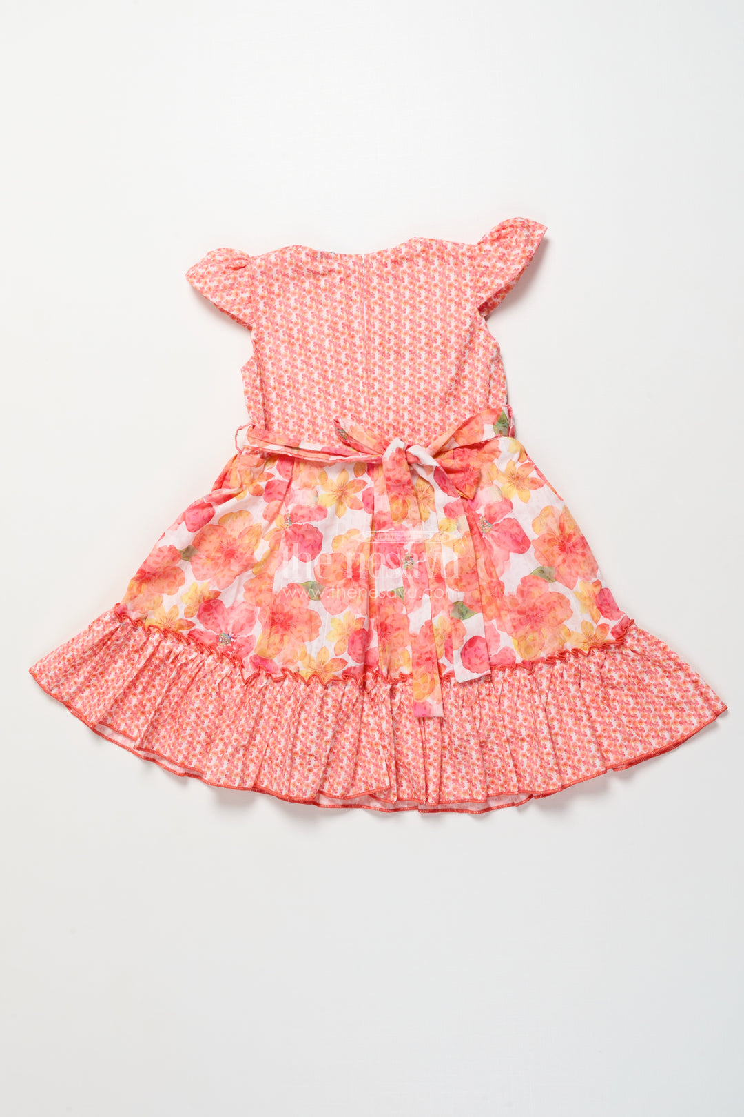 Girls floral cotton frock with layered ruffles  ideal for summer parties