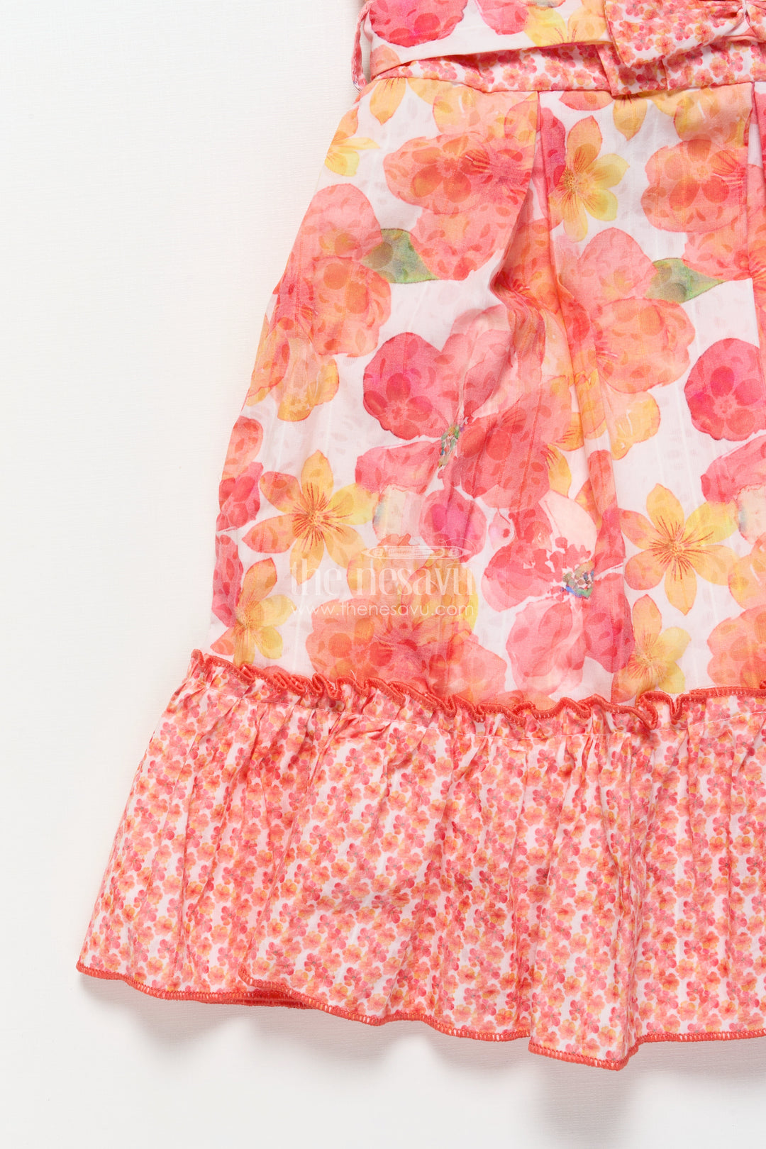 Girls floral cotton frock with layered ruffles  ideal for summer parties