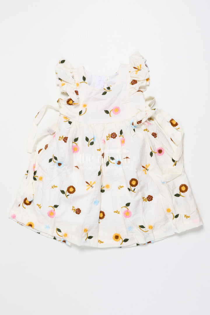 Everyday Cotton Frock for Baby Girls with Floral Threadwork