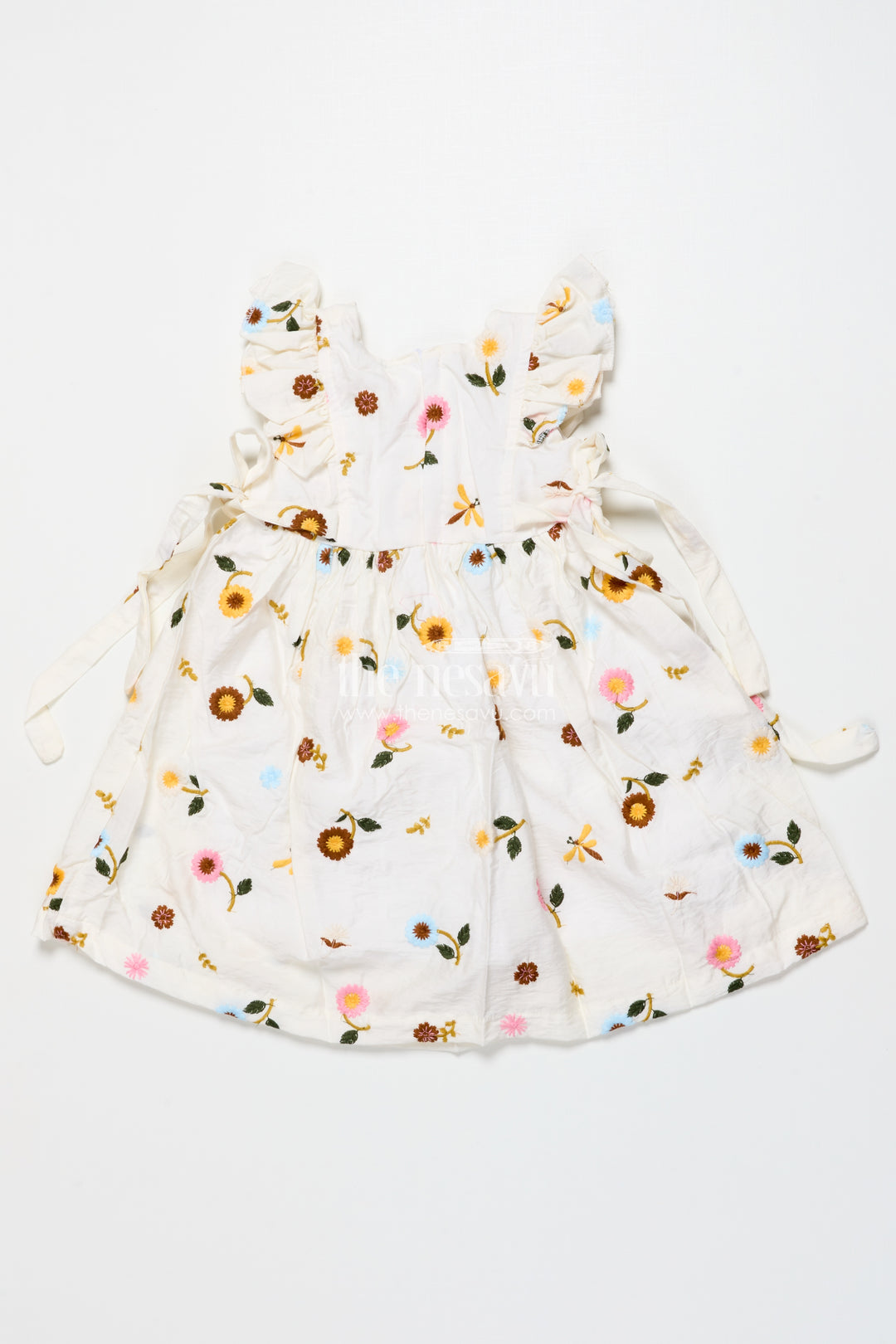 Everyday Cotton Frock for Baby Girls with Floral Threadwork