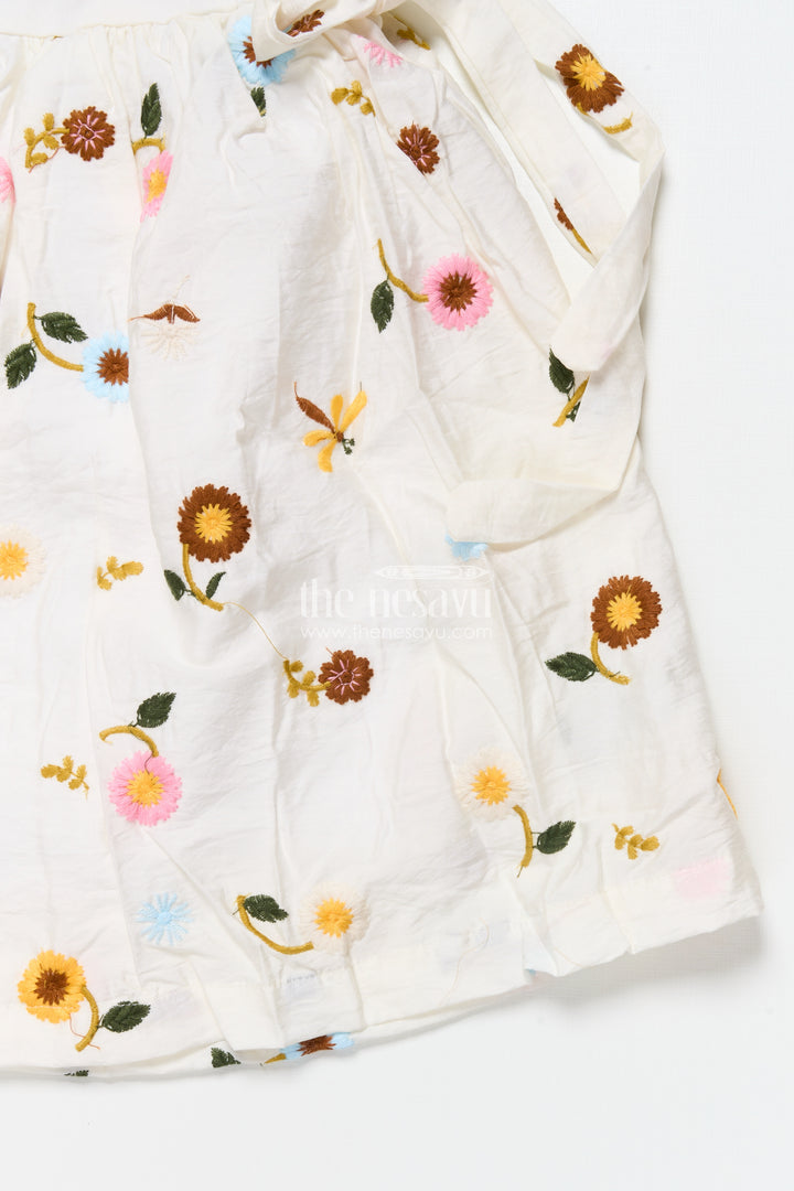 Everyday Cotton Frock for Baby Girls with Floral Threadwork