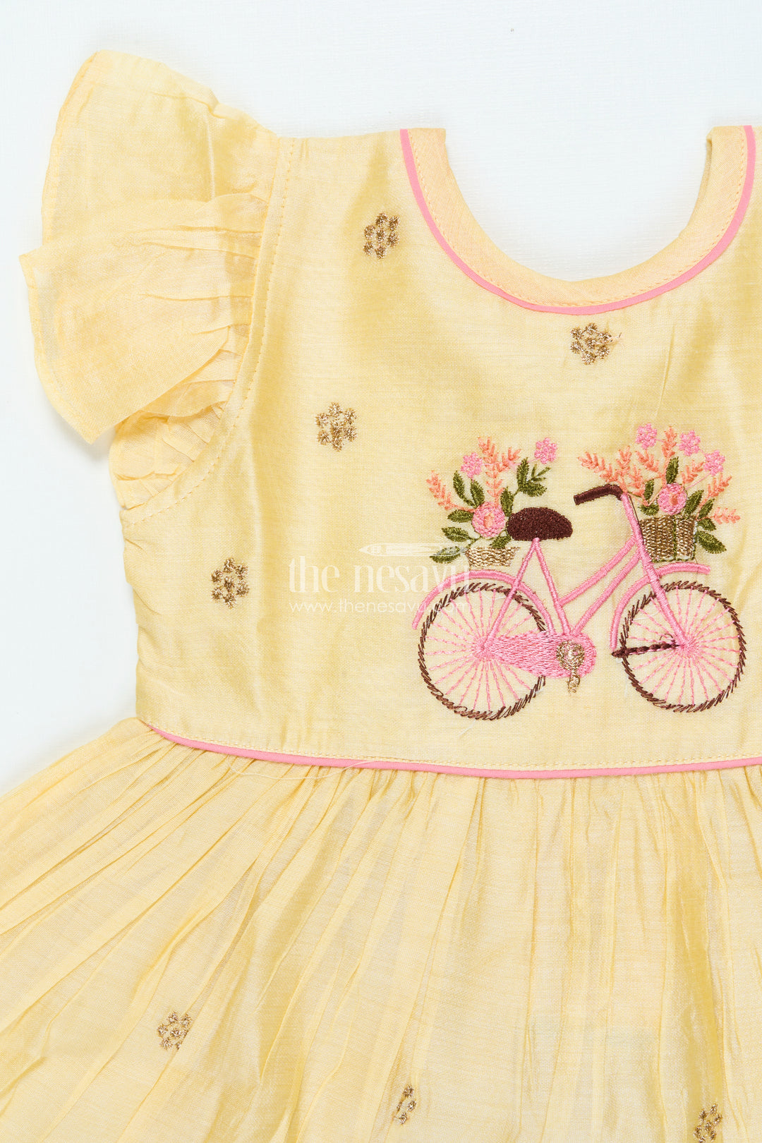 Ethnic Chanderi Frock for Baby Girls for Poojas and Birthday Functions