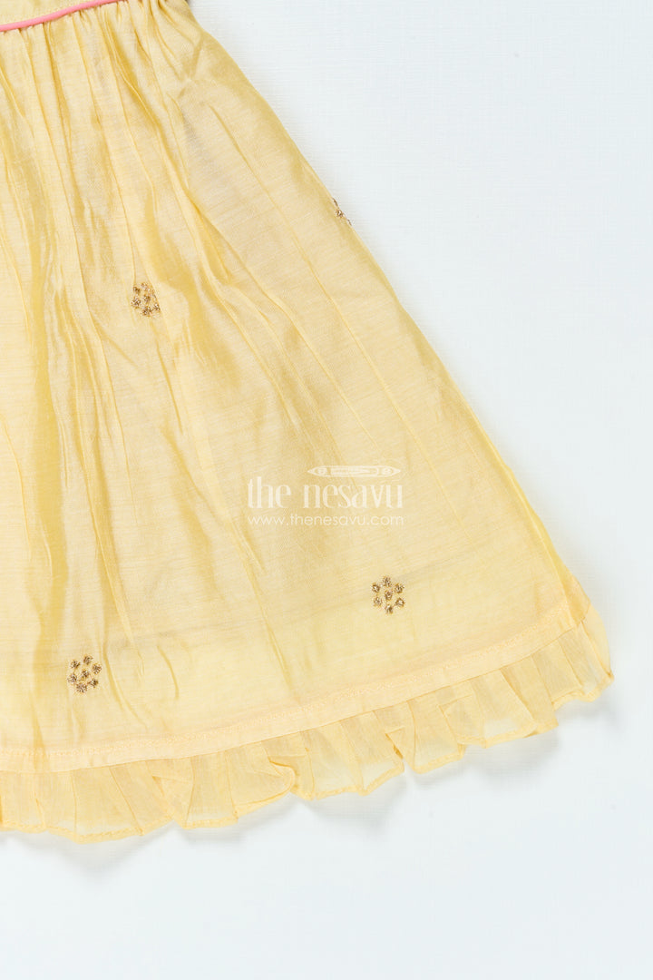 Ethnic Chanderi Frock for Baby Girls for Poojas and Birthday Functions