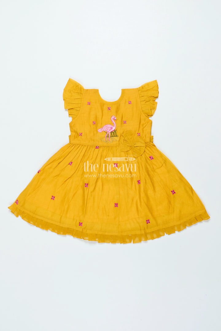 Chanderi Embroidered Frock for Baby Girls for Festive Celebrations and Rituals