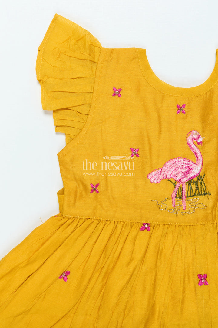 Chanderi Embroidered Frock for Baby Girls for Festive Celebrations and Rituals