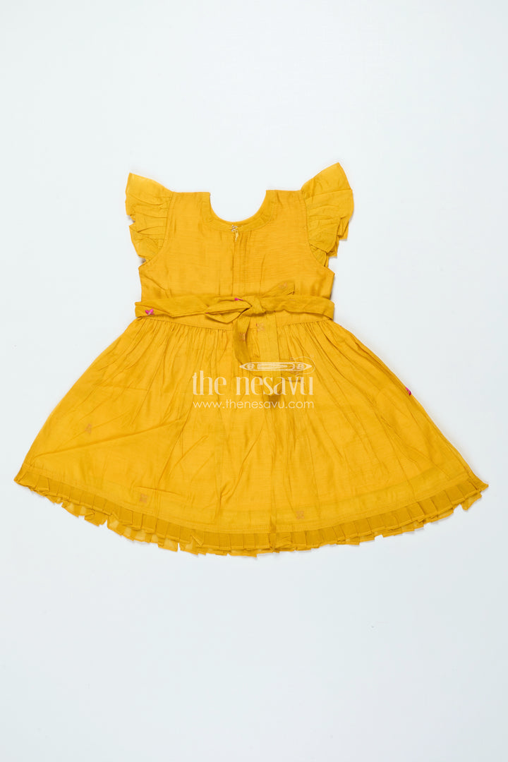 Chanderi Embroidered Frock for Baby Girls for Festive Celebrations and Rituals