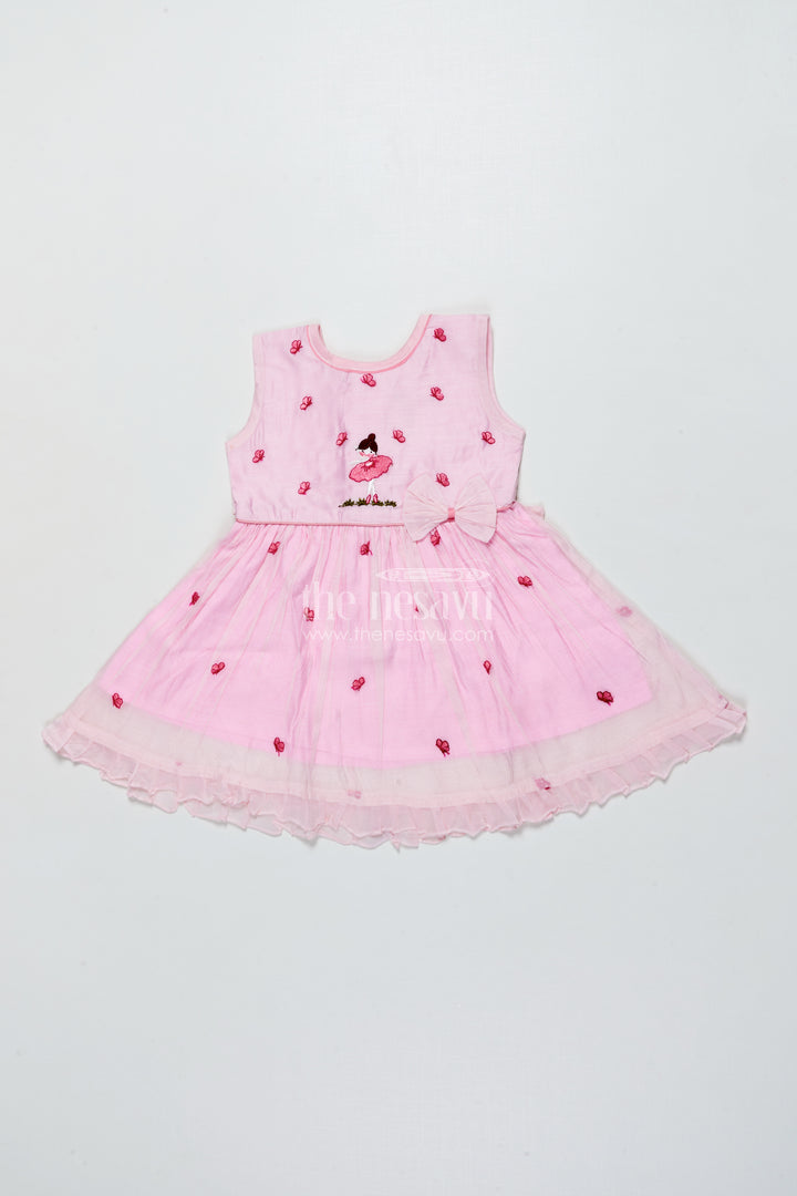 Baby Girl Pink Frock In Chanderi Cotton for Birthdays and Photoshoots