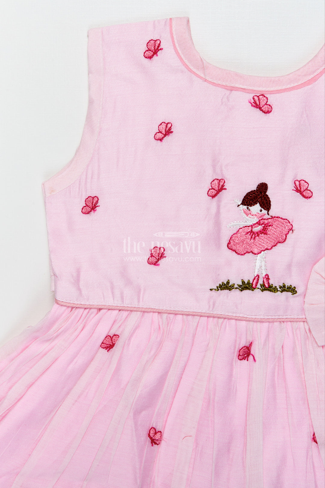 Baby Girl Pink Frock In Chanderi Cotton for Birthdays and Photoshoots
