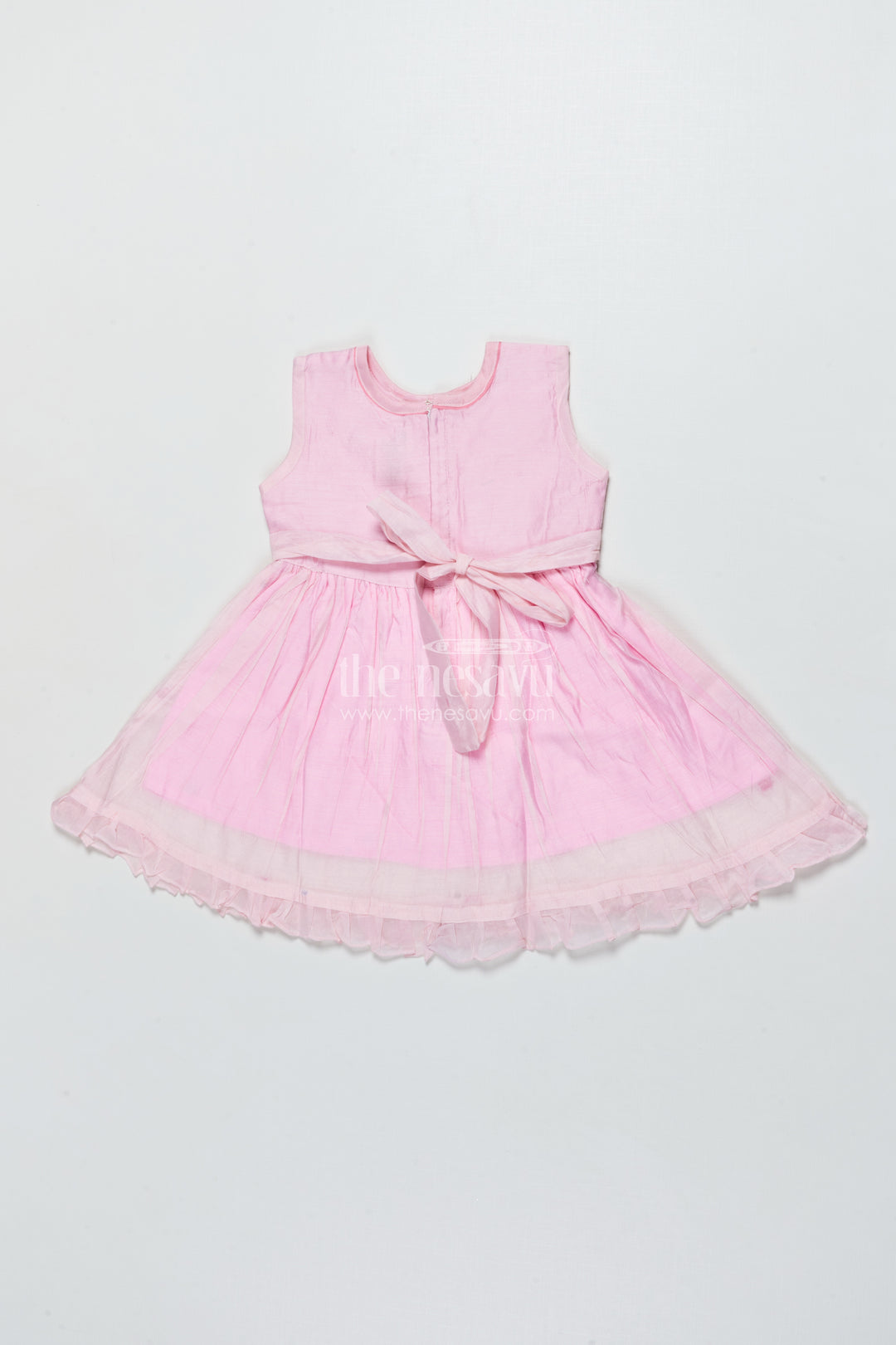 Baby Girl Pink Frock In Chanderi Cotton for Birthdays and Photoshoots