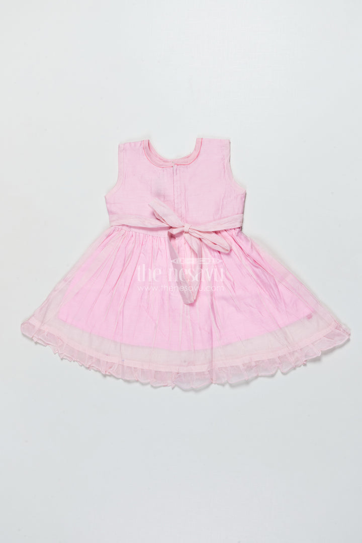 Baby Girl Pink Frock In Chanderi Cotton for Birthdays and Photoshoots